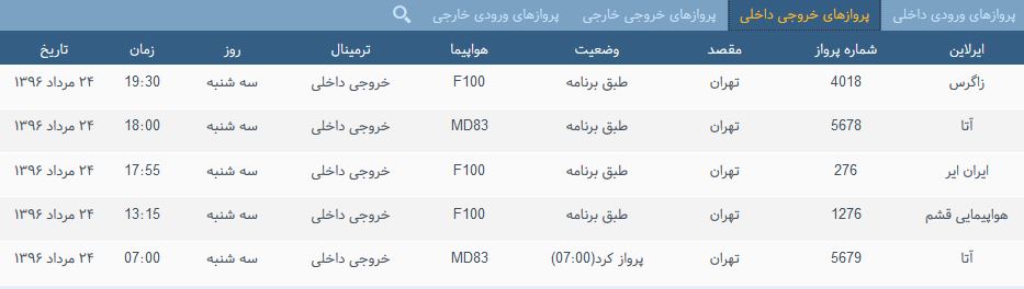 پرواز&zwnj;های سه شنبه فرودگاه بین المللی شهید باکری ارومیه