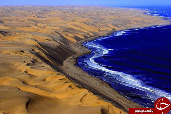 مرز تماشایی اقیانوس با کویر در صحرای نامیب+عکس