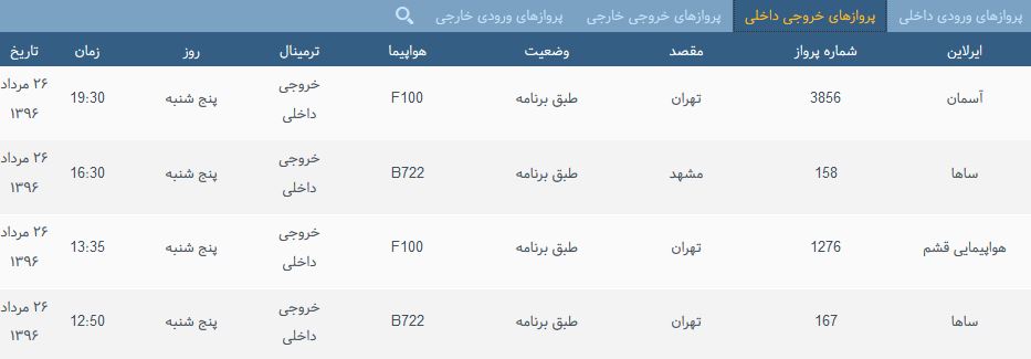 پرواز&zwnj;های پنج شنبه فرودگاه بین المللی شهید باکری ارومیه