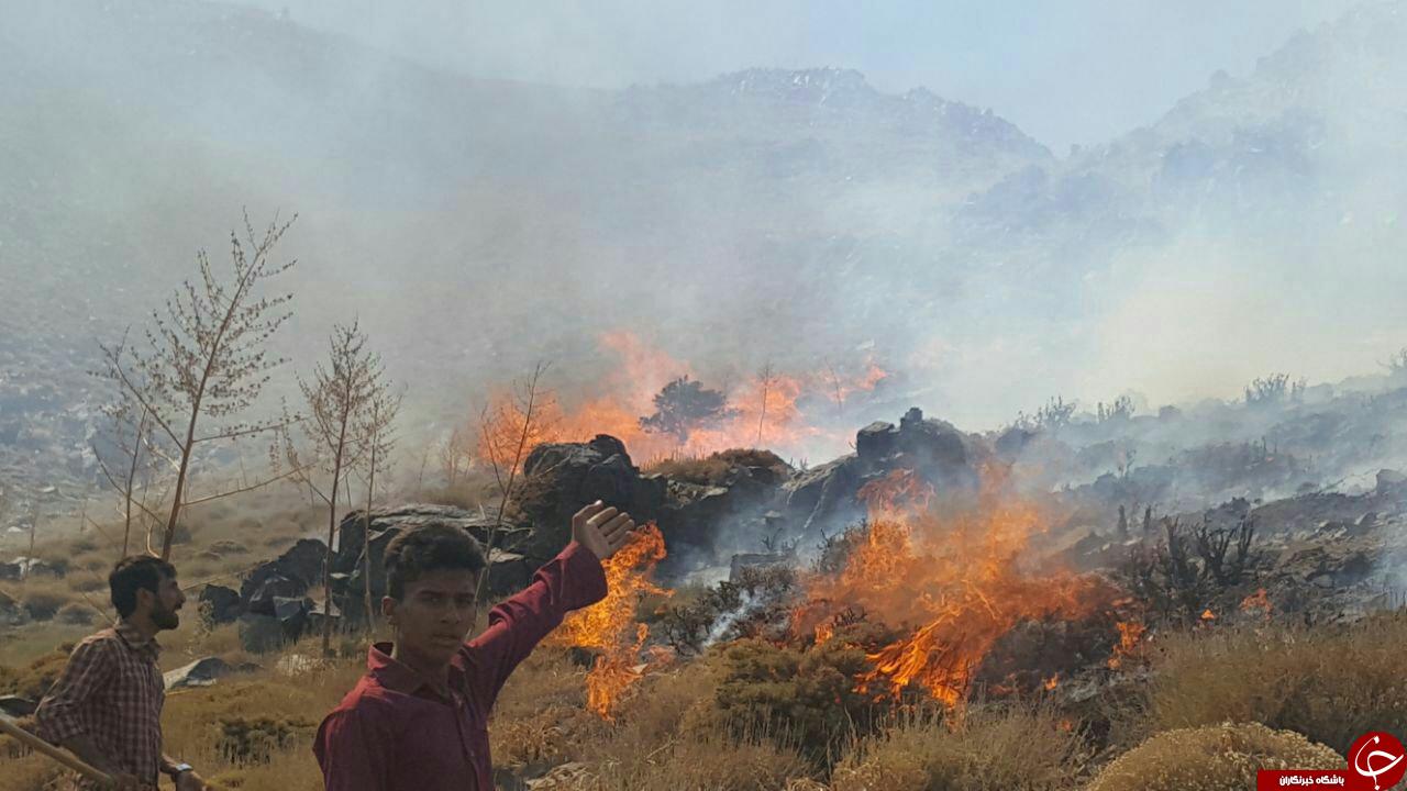 آتش&zwnj;سوزی مراتع روستای &laquo;گروه&raquo; + تصاویر