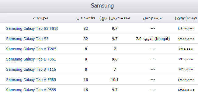 قیمت تبلت در بازار