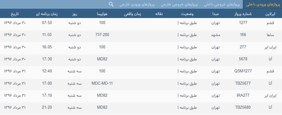 پرواز&zwnj;های یک شنبه فرودگاه بین المللی شهید باکری ارومیه