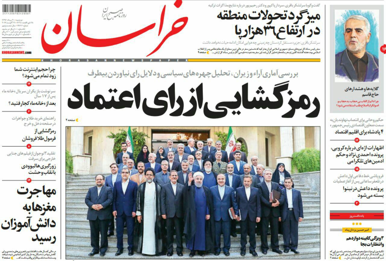 صفحه نخست روزنامه&zwnj;های خراسان رضوی دوشنبه 30 مرداد