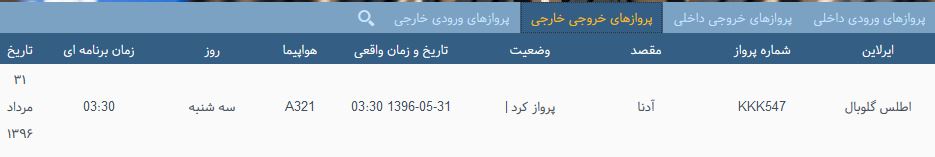 پرواز&zwnj;های دوشنبه فرودگاه بین المللی شهید باکری ارومیه