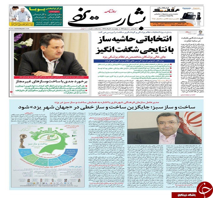 صفحه نخست روزنامه های استان یزد