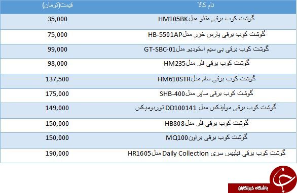 مظنه قیمت ارزان ترین گوشت کوب برقی های بازار