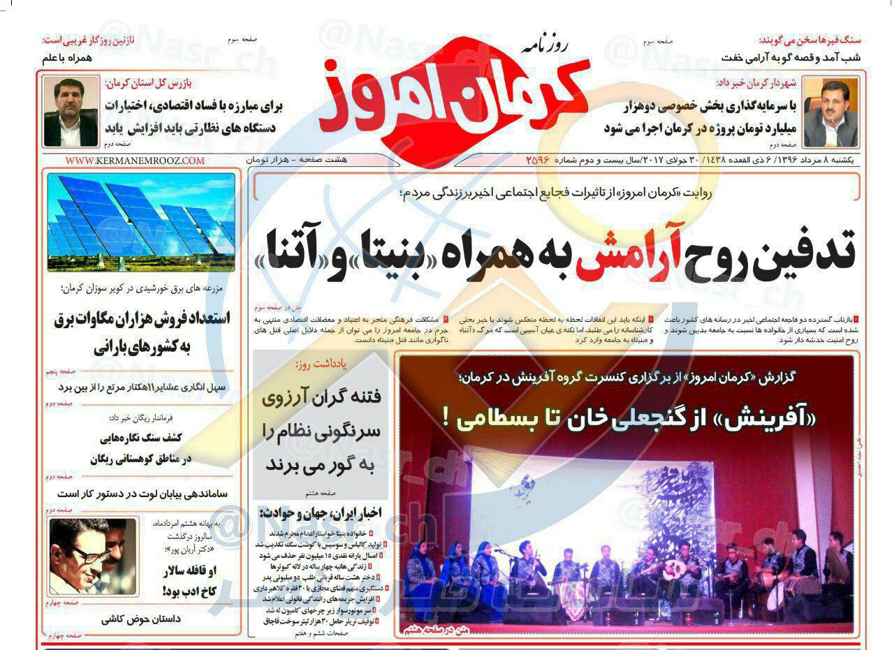 از دکتر رفتن در سال 96چقدر آب می خورد تا شهر آفتاب در کرمان