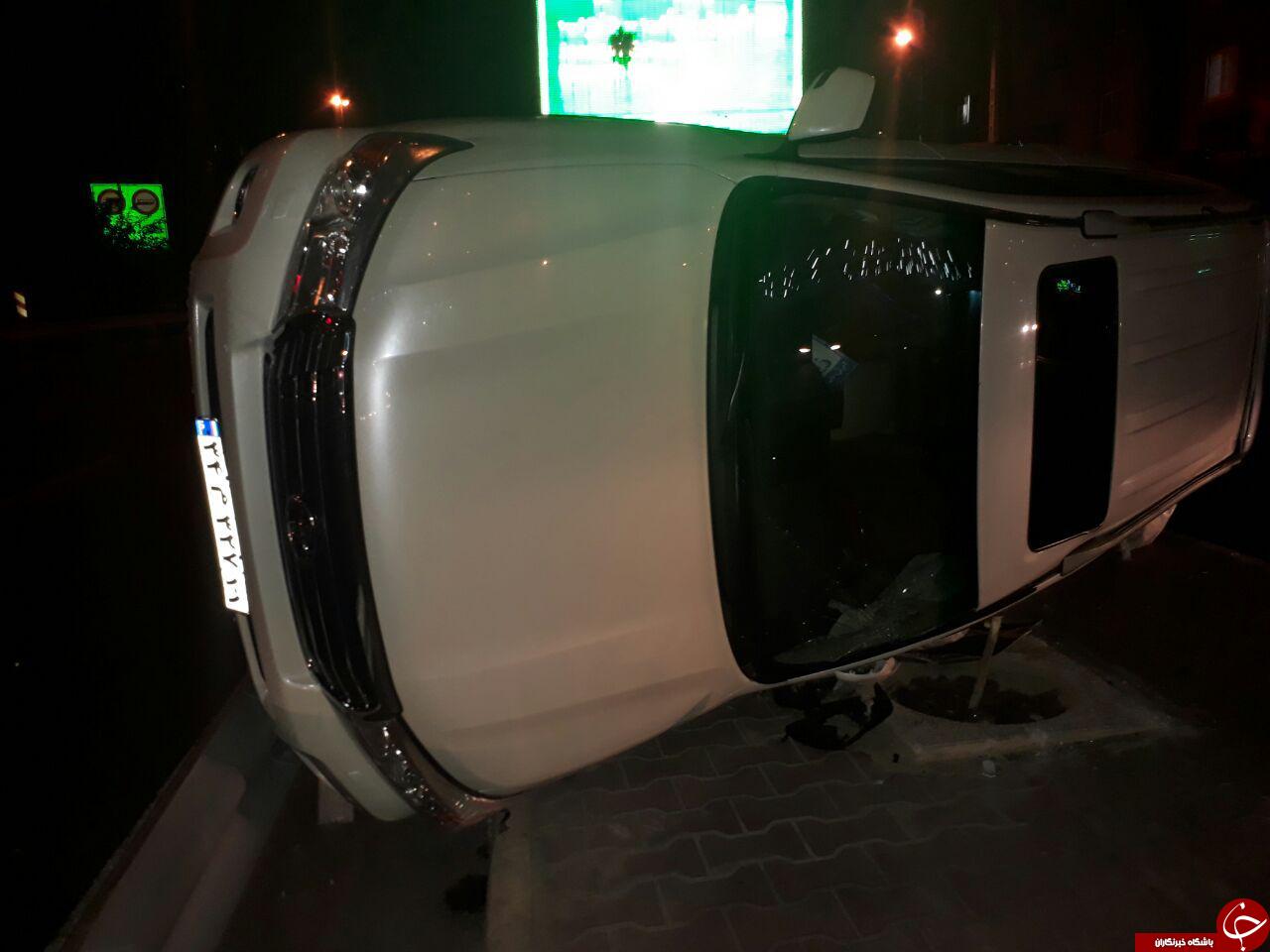 واژگونی خودرو شاسی بلند در اتوبان نواب + تصاویر