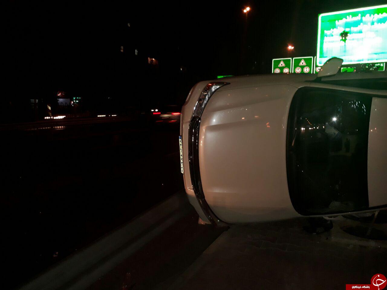 واژگونی خودرو شاسی بلند در اتوبان نواب + تصاویر