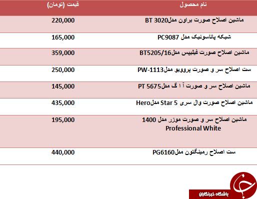 مظنه قیمت جدیدترین مدل های ماشین اصلاح صورت