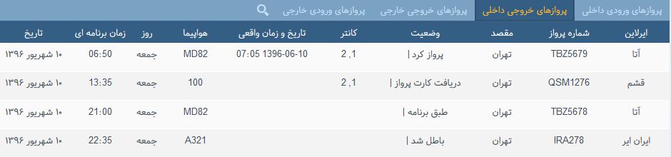 پرواز&zwnj;های جمعه فرودگاه بین المللی شهید باکری ارومیه