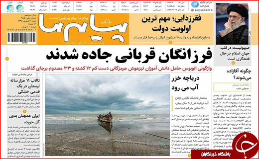 نیم صفحه نخست روزنامه های استانی؛