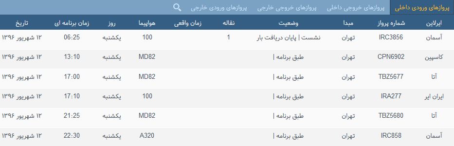 پرواز&zwnj;های یک شنبه فرودگاه بین المللی شهید باکری ارومیه