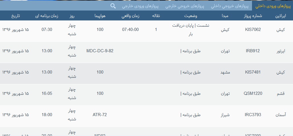 پرواز&zwnj;های 15شهریور از فرودگاه&zwnj; بندرعباس