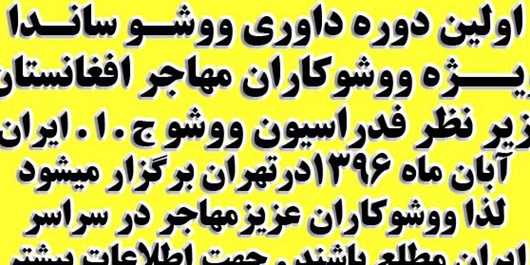 اولین دوره داوری &laquo;ووشو &raquo; ویژه مهاجران افغانستان در تهران برگزار می&zwnj;شود