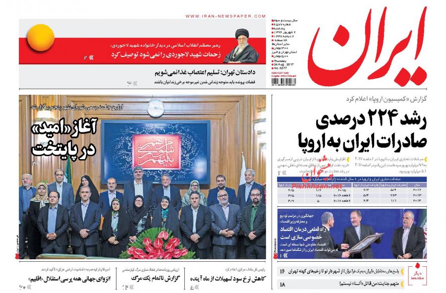 صفحه نخست روزنامه&zwnj;های دوم شهریور ماه؛