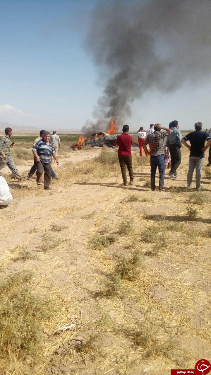 آتش&zwnj;سوزی در اثر تصادف تانکر سوخت با پژو 405 + تصاویر
