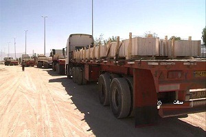 ارسال ۴ هزارمترمربع سنگ نما از محلات به نجف اشرف +عکس