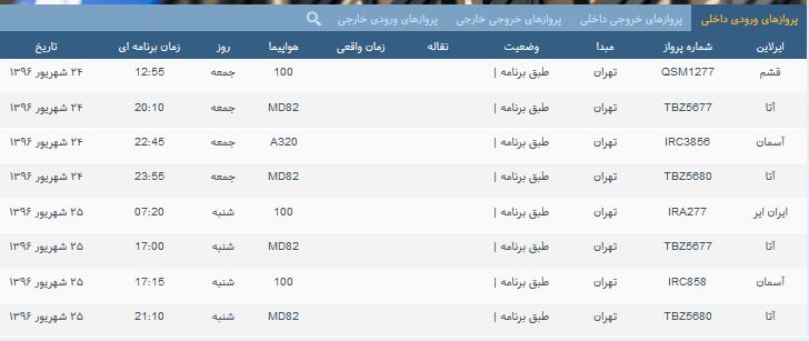 پرواز&zwnj;های جمعه فرودگاه بین المللی شهید باکری ارومیه