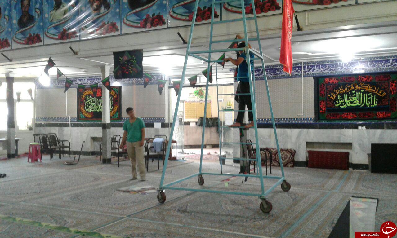 آماده&zwnj;سازی مسجد امام حسن مجتبی (ع) به مناسب ماه محرم + تصاویر