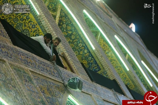 سیاه پوش شدن حرم امام علی (ع) در آستانه محرم+ تصاویر