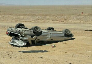 یک کشته و یک مصدوم در واژگونی پراید محور بافق_یزد