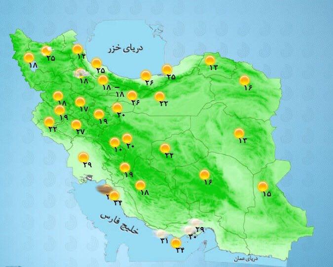 وضعیت آب و هوای سوم شهریور ماه/کاهش دما در سواحل دریای خزر