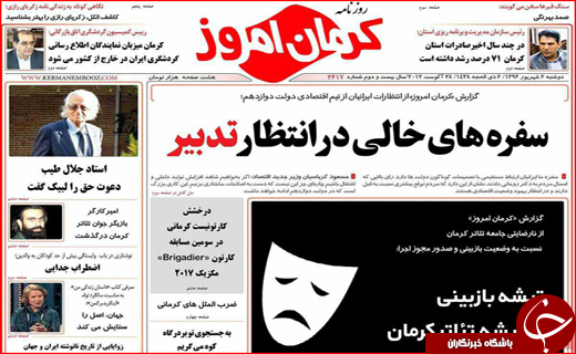 صفحه نخست روزنامه های استان کرمان دو شنبه 6شهریور