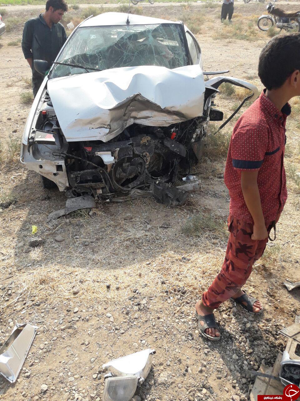 تصادف دلخراش پژو 405 با پژو پارس در جاده چنانه + تصاویر