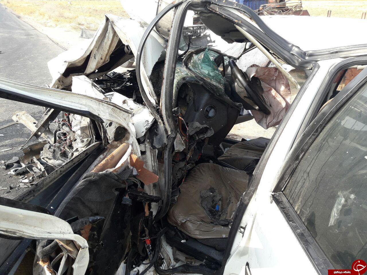تصادف دلخراش پژو 405 با پژو پارس در جاده چنانه + تصاویر
