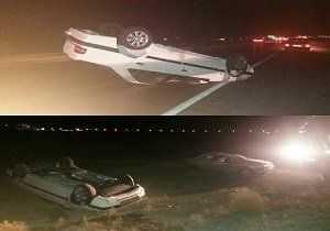 واژگونی تریلی در جاده سمنان – سرخه