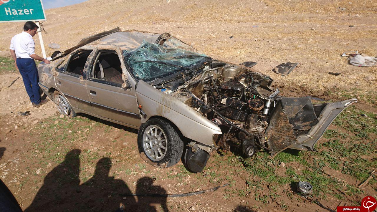 واژگونی مرگبار پژو در جاده ایوان + تصاویر