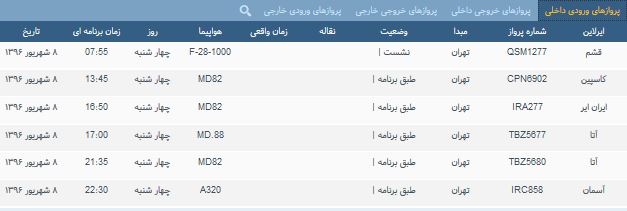 پرواز&zwnj;های چهارشنبه فرودگاه بین المللی شهید باکری ارومیه