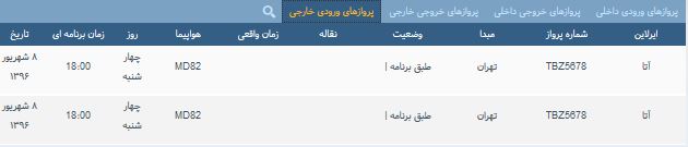 پرواز&zwnj;های چهارشنبه فرودگاه بین المللی شهید باکری ارومیه