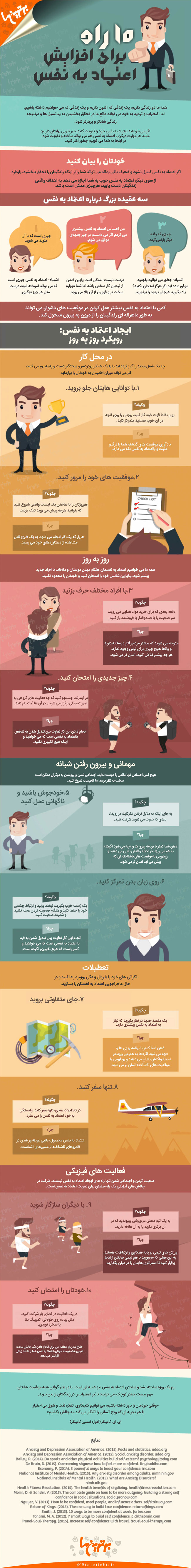 ۱۰ راه برای افزایش اعتماد به نفس/اینفوگرافی
