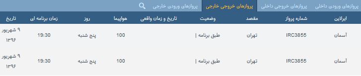 پرواز&zwnj;های پنج شنبه فرودگاه بین المللی شهید باکری ارومیه