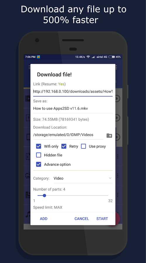 دانلود IDM+: Fastest download manager v4.4 برنامه اینترنت دانلود منیجر