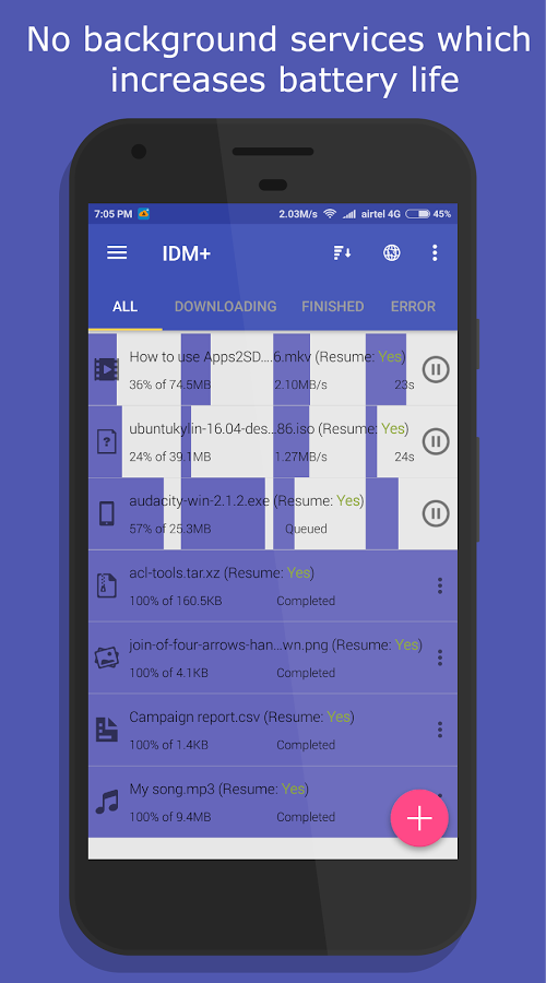 دانلود IDM+: Fastest download manager v4.4 برنامه اینترنت دانلود منیجر