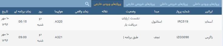 پرواز&zwnj;های دوشنبه ۱۰ مهر از فرودگاه بین المللی ارومیه