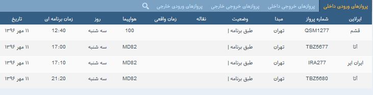 پرواز&zwnj;های سه شنبه ۱۱ مهر از فرودگاه بین المللی ارومیه