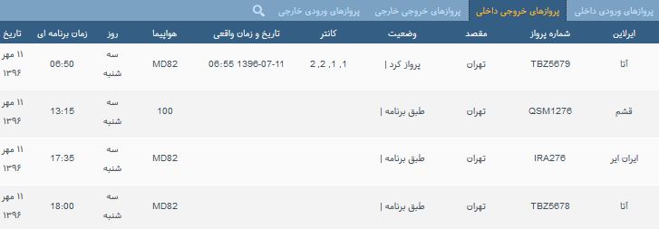 پرواز&zwnj;های سه شنبه ۱۱ مهر از فرودگاه بین المللی ارومیه