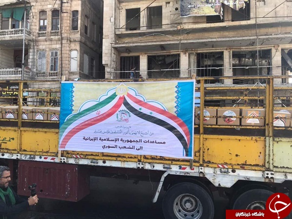 ورود کاروان کمک های بشردوستانه ایران به حلب+ فیلم و تصاویر