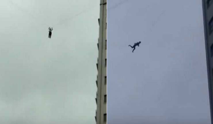معلق شدن مسافر هتل میان زمین و آسمان برای نپرداختن صورتحساب+فیلم