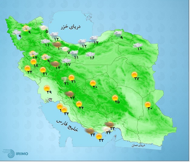 بارش برف در نوار شمالی کشور/ آسمان تهران نیمه ابری است+ جدول