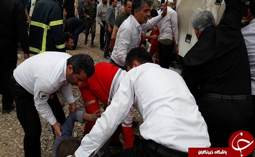 واژگونی اتوبوس در جاده گرمسار حادثه آفرید + تصاویر