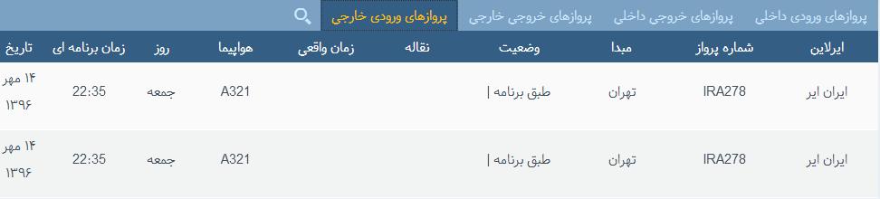 پرواز&zwnj;های جمعه ۱۴ مهر ماه  از فرودگاه بین المللی ارومیه