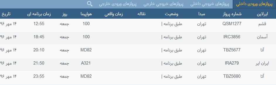 پرواز&zwnj;های جمعه ۱۴ مهر ماه  از فرودگاه بین المللی ارومیه