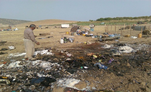 آتش سوزی در منطقه عشایر اسلام آباد غرب