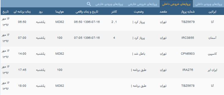 پرواز&zwnj;های یک شنبه ۱۶ مهر ماه از فرودگاه بین المللی ارومیه