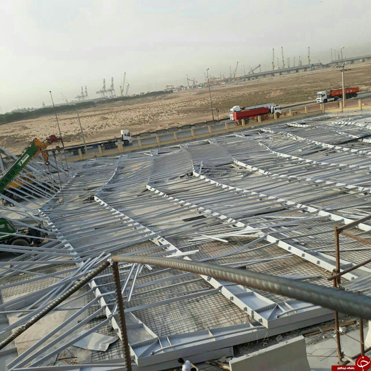 سوله در حال نصب در بندر امام خمینی (ره) فرو ریخت + تصاویر